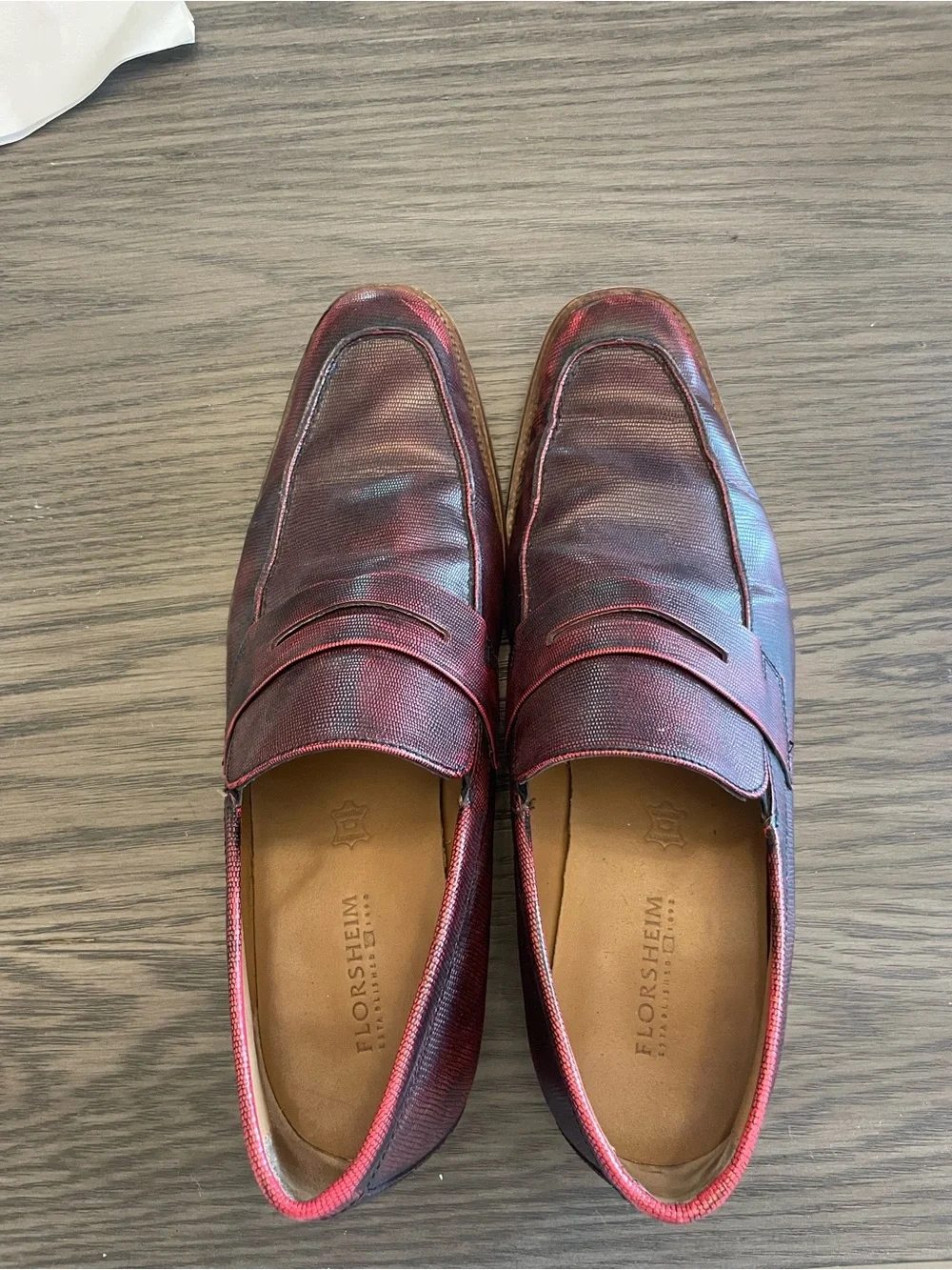 Florsheim Men's Red-Burgundy Genuine Leather Loafers